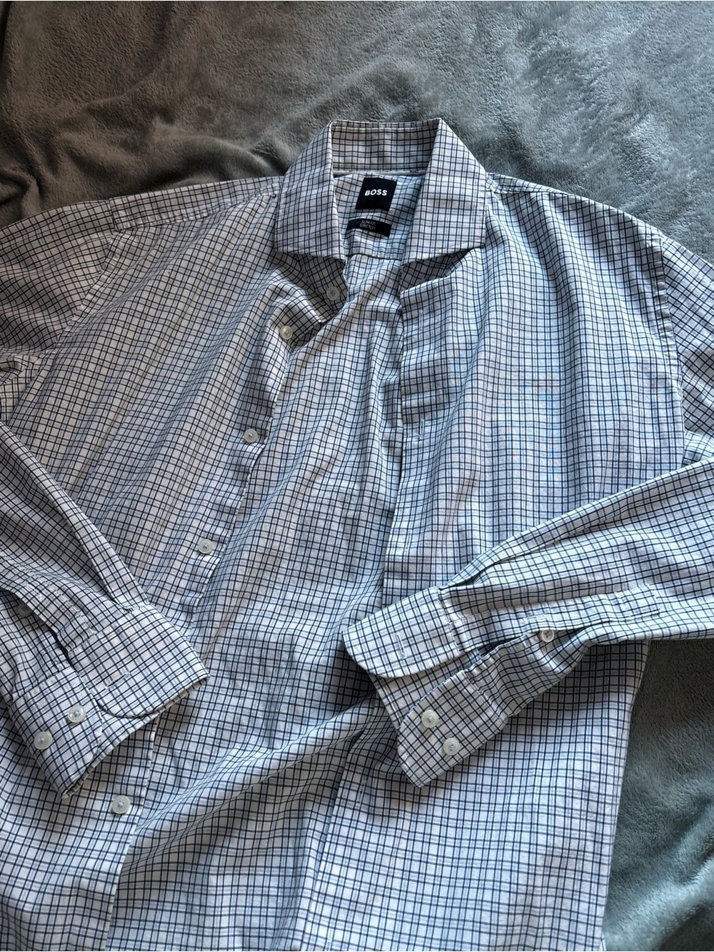 Hugo Boss Men's Cotton Checkered Shirt Size Medium